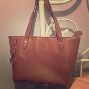 Caramel Ralph Lauren Medium Leather Tote Bag